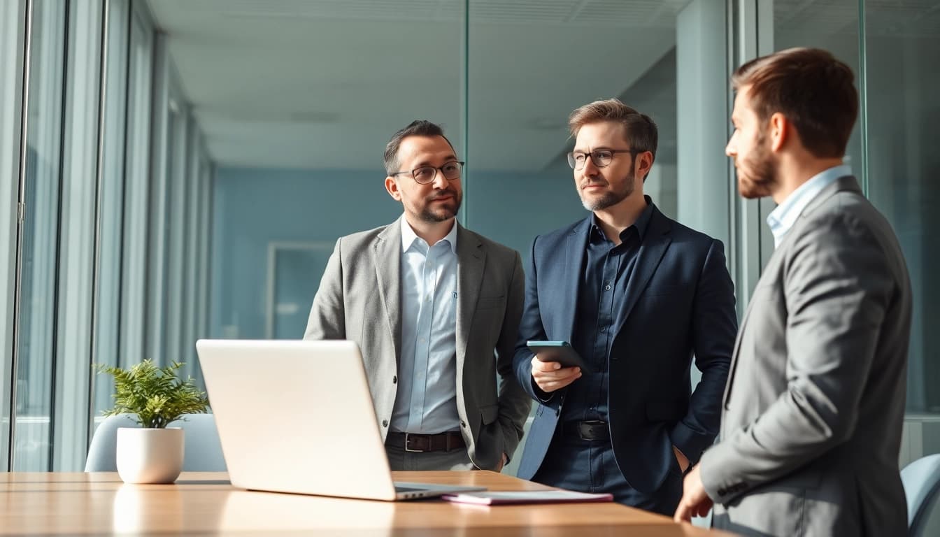 Professioneller Headhunter CEO führt ein Gespräch mit einem Kandidaten in einem modernen Büro.
