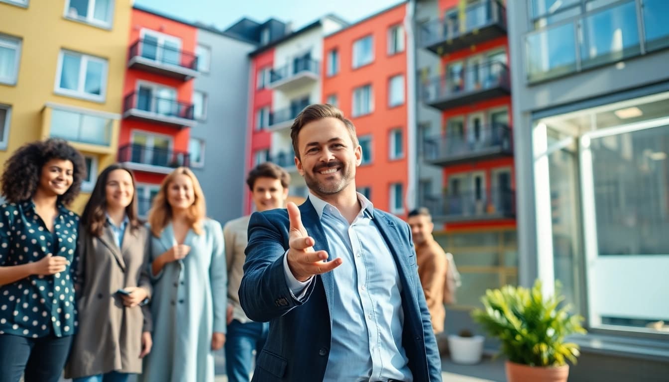 Immobilienmakler Frankfurt Eschersheim berät freundliche Kunden in einer modernen Nachbarschaft.