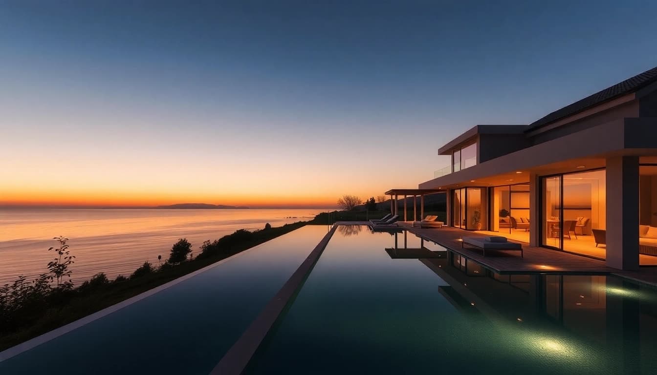 Stunning villa exemplifying immobilien kaufen nordzypern, situated by the sea, showcasing luxurious architecture.