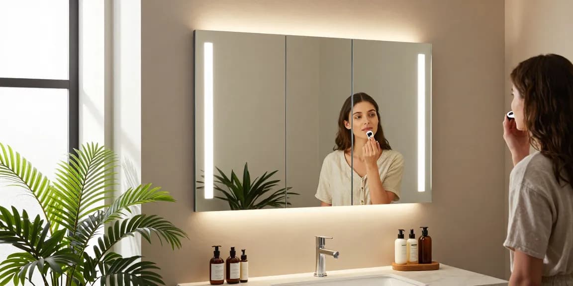 Stijlvolle badkamer spiegelkast 120 cm met LED-verlichting in een moderne badkameromgeving