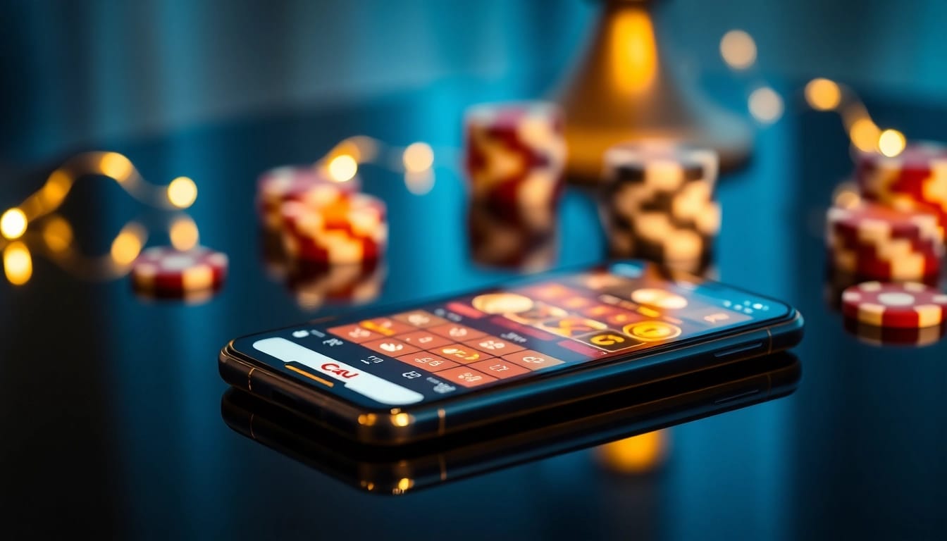 Erleben Sie die beste Casino App in Deutschland auf einem modernen Smartphone, das aufregende Casino-Spiele zeigt.