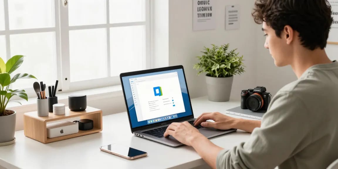 Office 2024 Mac Installation sofort starten: Benutzer installiert die Software in einem modernen Arbeitsbereich.