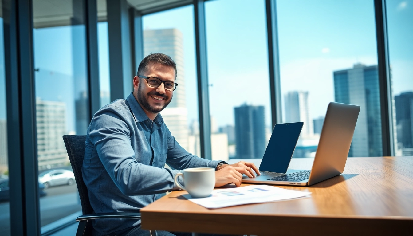 Headhunter Finance: Motivierter Headhunter im modernen Büro bei der Arbeit.