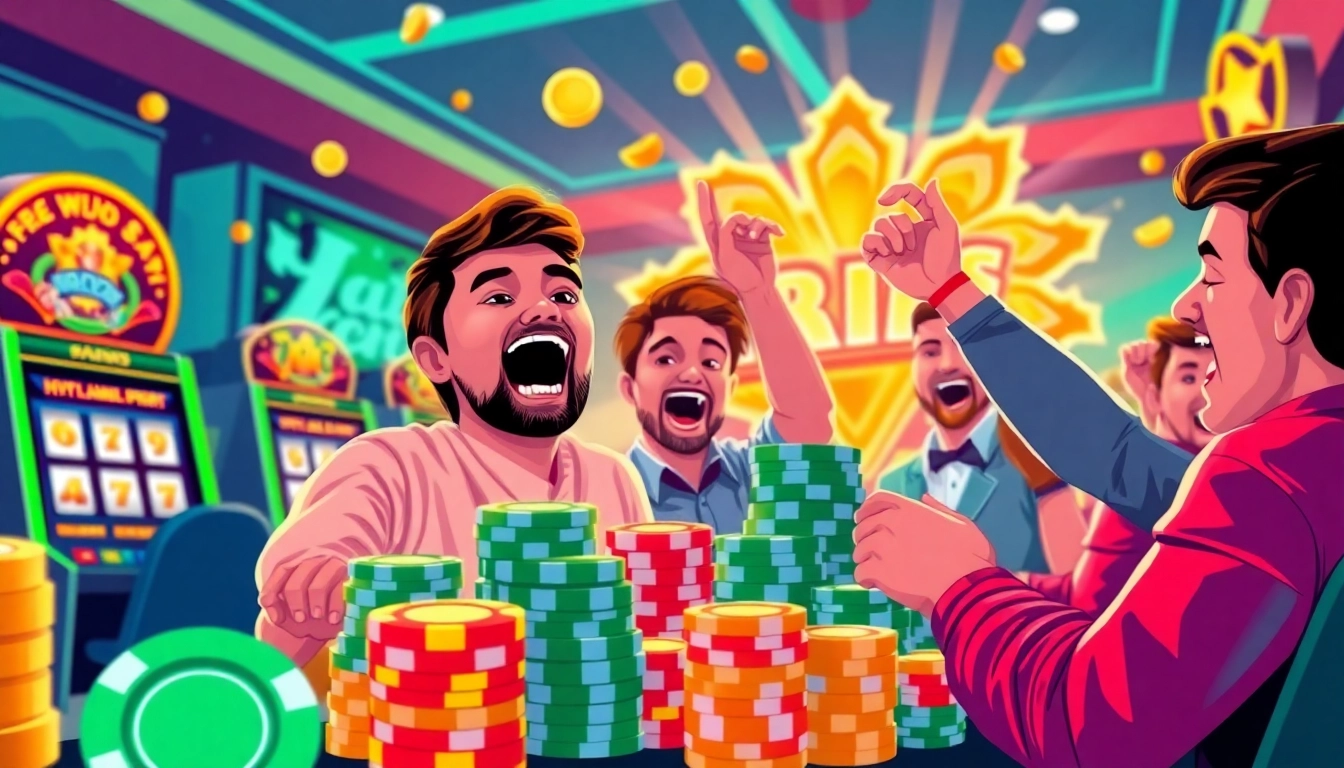 Experience the thrill of winning at an online casino real money no deposit site with vibrant celebrations and exciting gaming action.