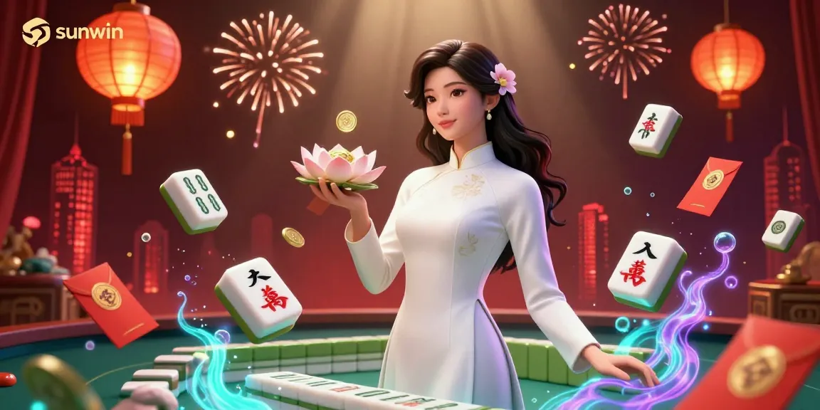 Experience winning strategies at sunwin's vibrant online casino, featuring 3D mahjong and iconic gambling elements.