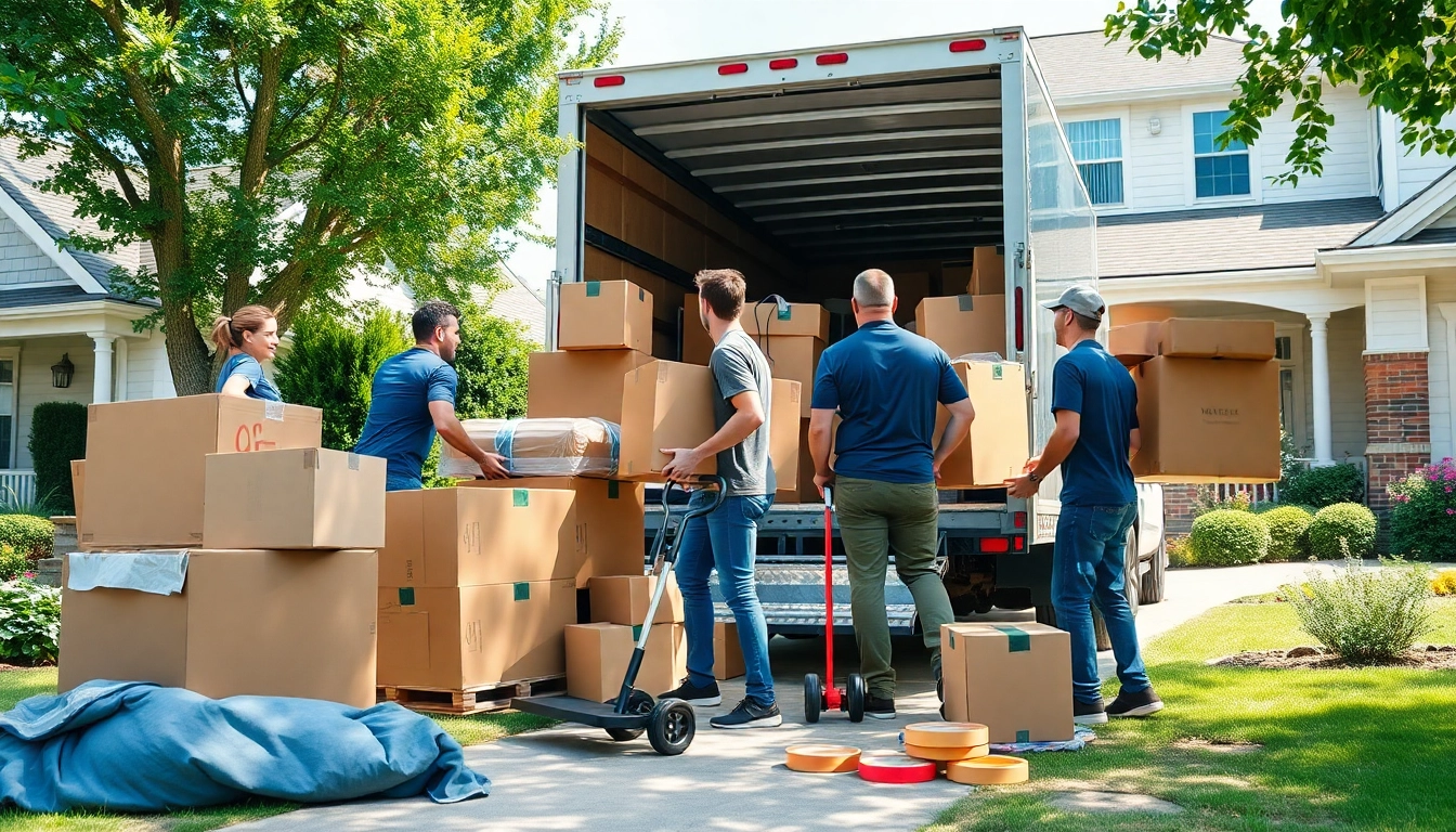 Umzugsunternehmen Darmstadt transporting boxes with a professional team on site.