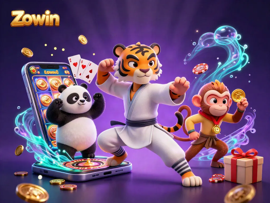 Zowin captivates players with immersive slots and casino games in a vibrant, magical scene.