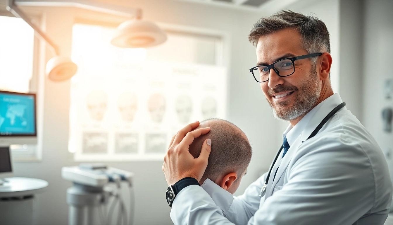 Haartransplantation Türkei kosten: Ein Arzt konsultiert einen Patienten über Haartransplantation.