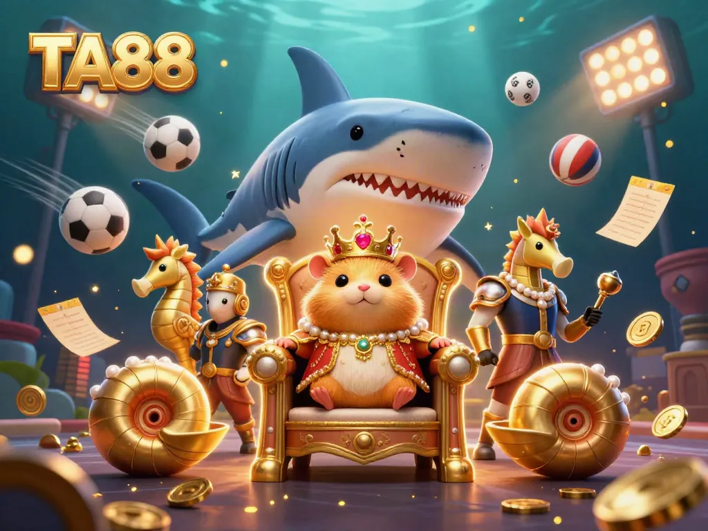 Engage in thrilling gameplay with TA88 at a vibrant underwater casino scene featuring unique characters.