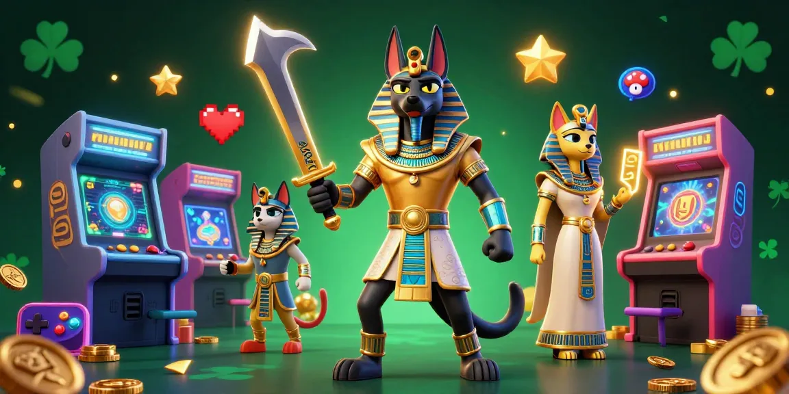 S666 offers a captivating casino gaming experience with Anubis and Bastet in a colorful, dynamic scene.