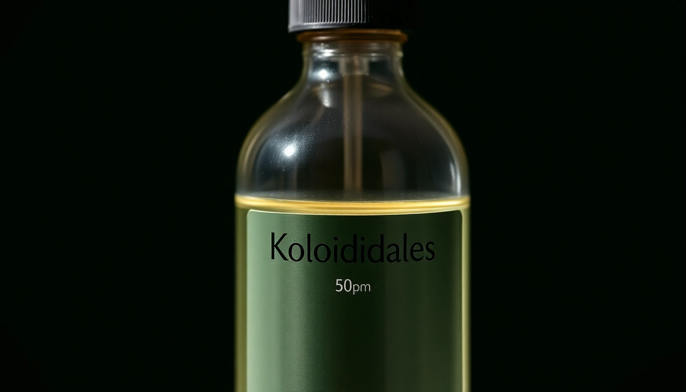 Enhance well-being with Kolloidales Silber 50 ppm in a clear glass bottle against a soft green backdrop.