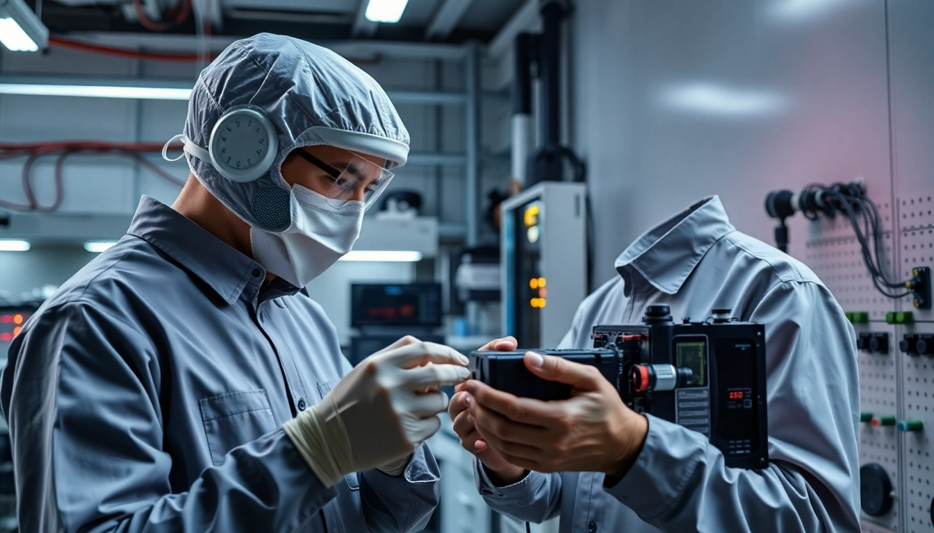 Techniker führt eine Funktionsprüfung elektrischer Geräte durch, um ihre Leistung zu überprüfen.