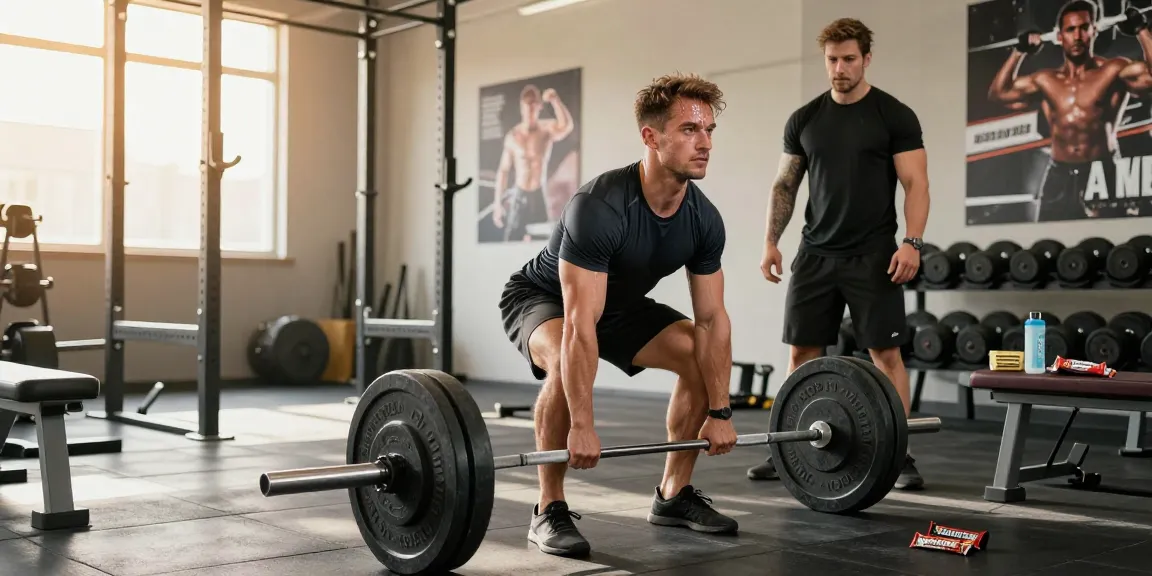 Sportlicher Mann hebt Gewichte in einem lebhaften Fitnessstudio, das den Anabolika Shop Deutschland für effektiven Muskelaufbau hervorhebt.