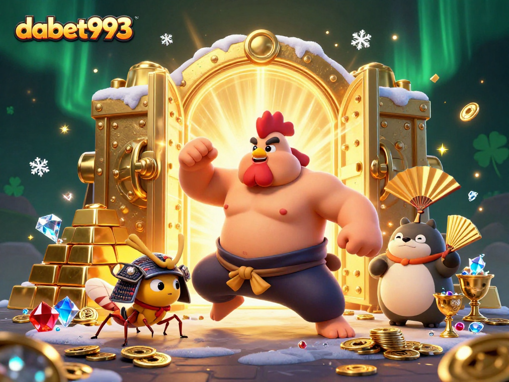 Experience the excitement of dabet993 as a powerful sumo wrestler rooster and fierce samurai cricket bring the casino to life with dynamic game action.