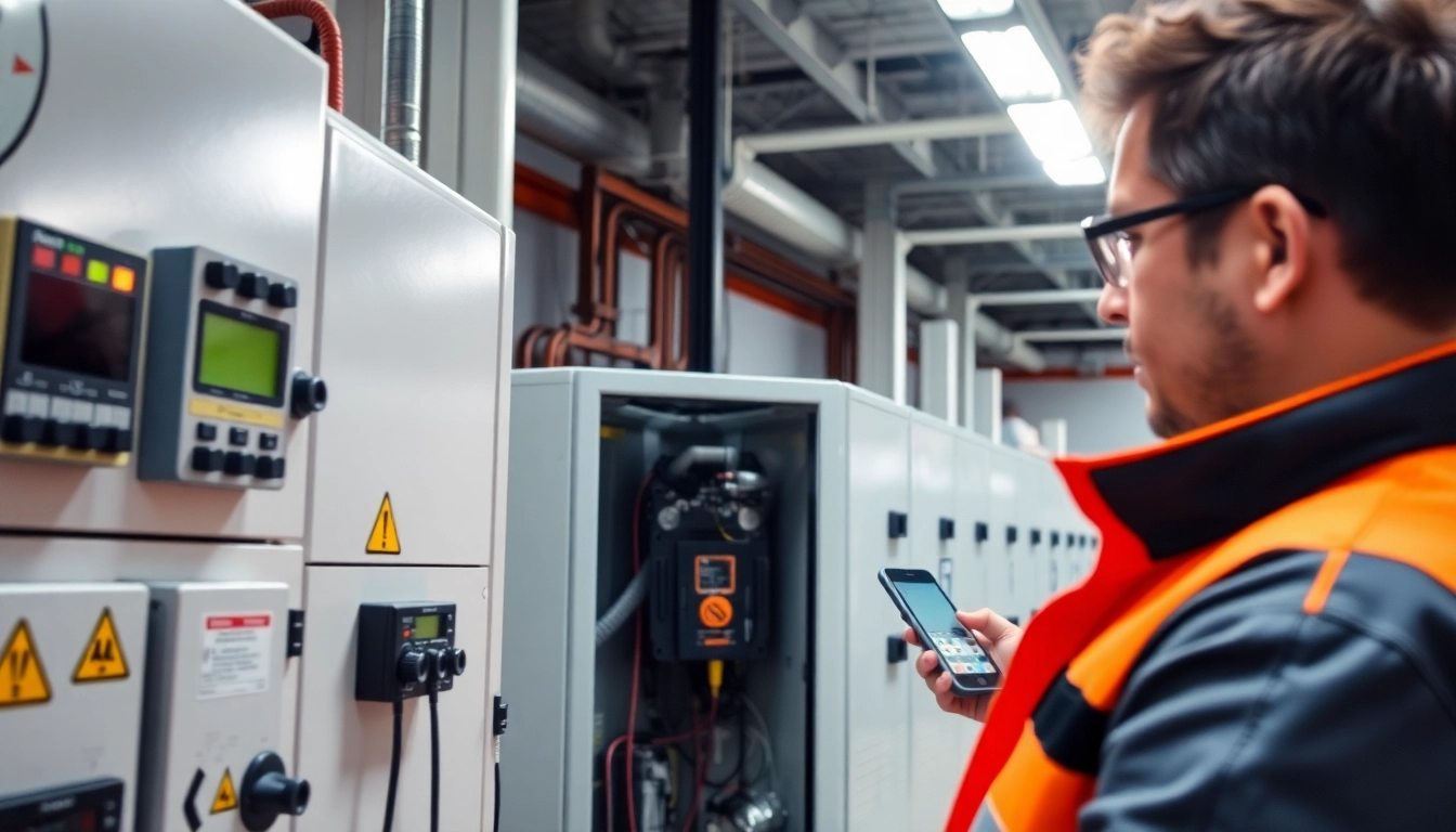 Technician conducting a DGUV V3 Prüfung on electrical devices, ensuring workplace safety and compliance.