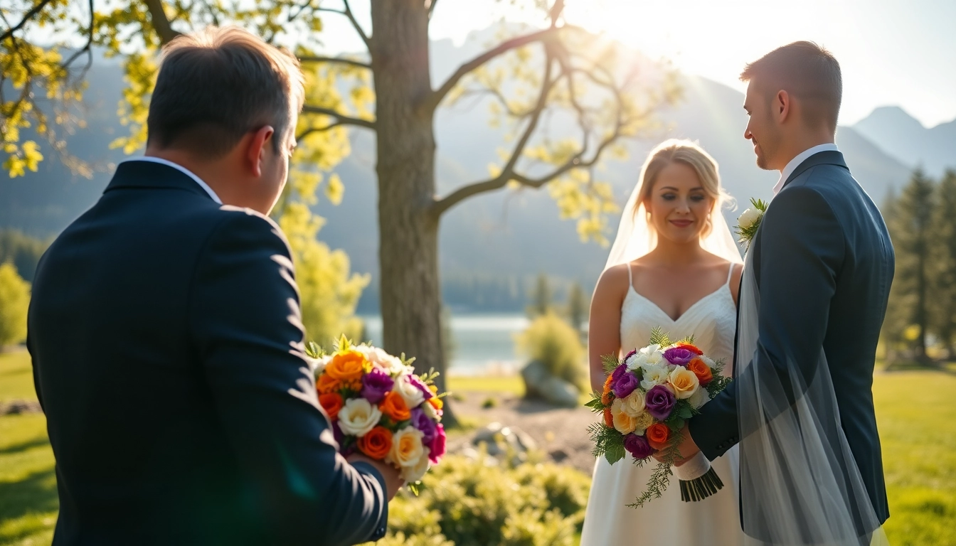 Hochzeitsfotograf Schliersee bei einer romantischen Zeremonie im Freien.