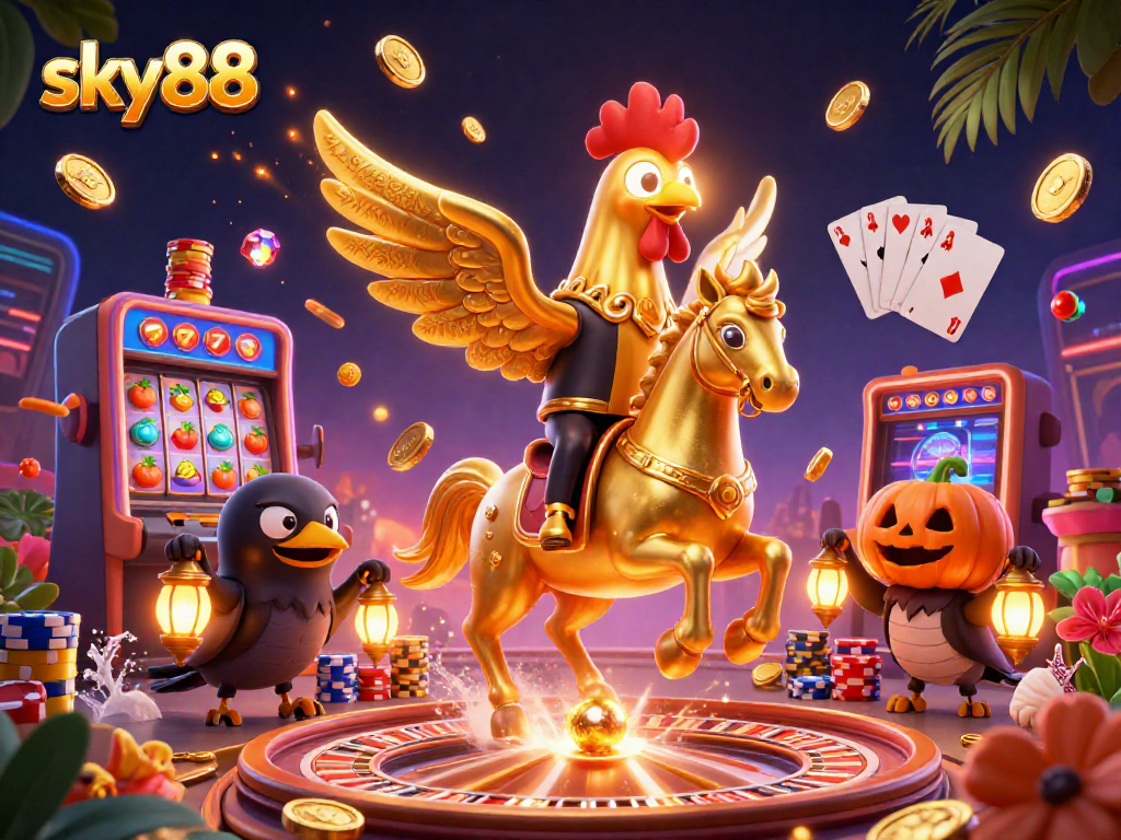 Experience high-stakes gameplay at sky88 casino with vivid characters, vibrant slots, and dynamic casino action.