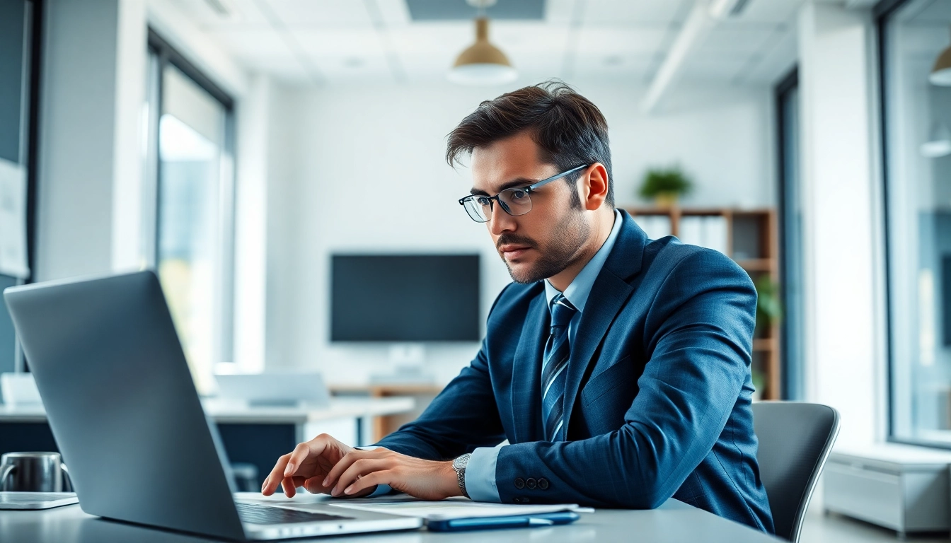Headhunter engaging actively in a professional recruitment session in a modern office environment.