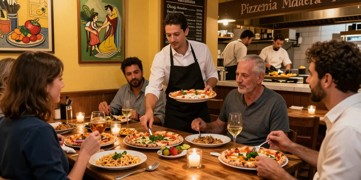 Delightful dining experience at Pizzeria Madera enjoying pg soft beverages and authentic Italian cuisine.