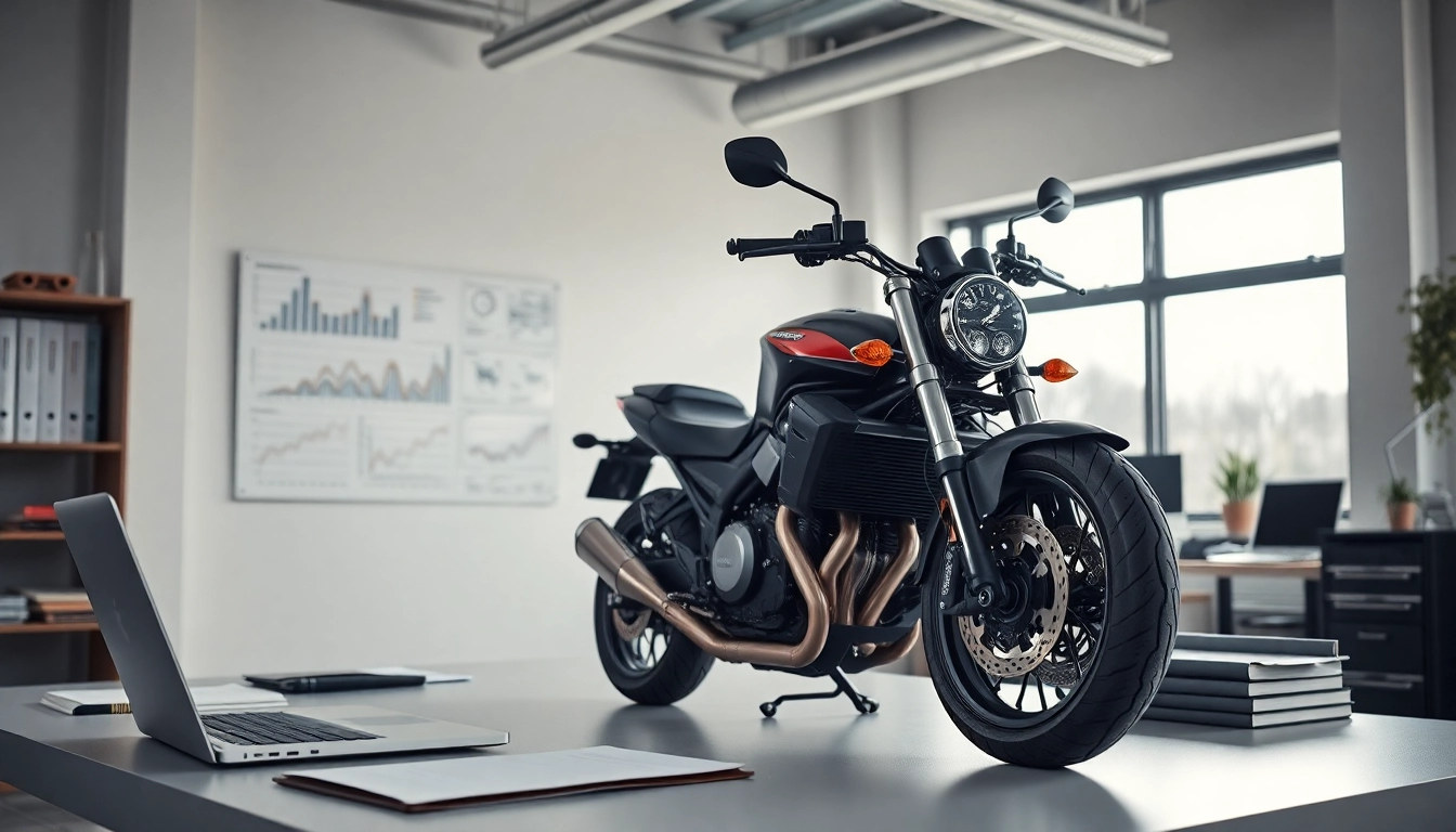 Motorradgutachten Augsburg in a professional office environment with motorcycle evaluation documents.