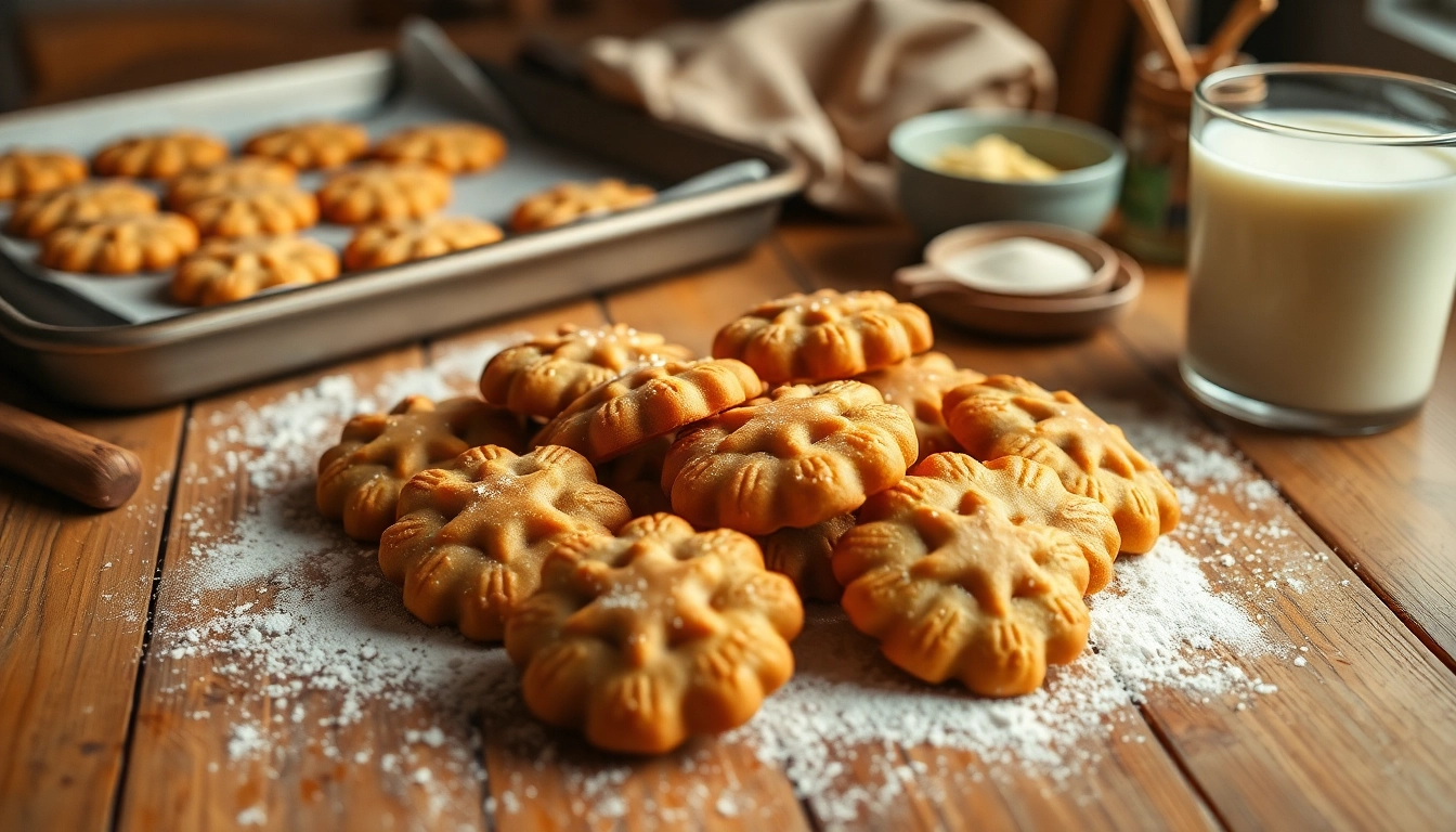 Indulge in delicious kekse hasch on a wooden table, showcasing their golden-brown texture and warm appearance.