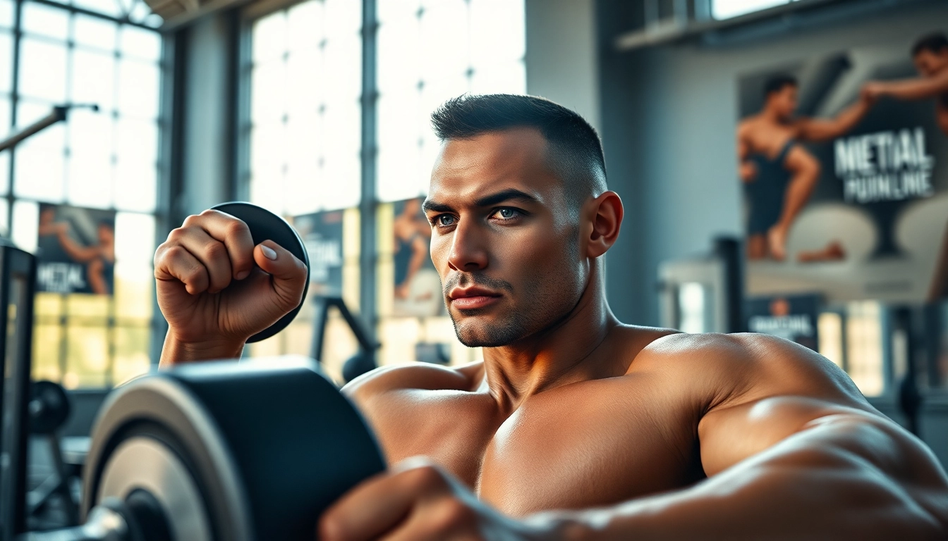 HGH kaufen: Fitness enthusiast lifting weights in a bright gym, showcasing strength and dedication.