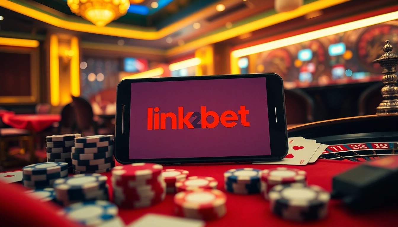 Explore the dynamic interface link 12bet featuring poker chips and a roulette wheel in a luxurious casino scene.