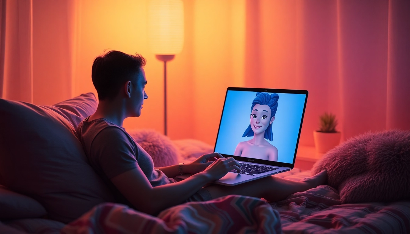 Engage in free sex ai conversations with an inviting virtual AI character in a cozy digital setting.