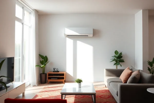 Klimaanlage kosten: Stilvolle Klimaanlage in modernem Wohnzimmer zeigt die verschiedenen Preisklassen und Möglichkeiten.