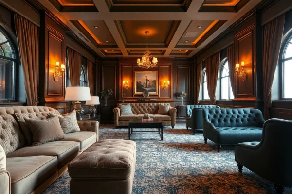 Experience luxury in a beautifully designed living space with elegant furnishings and warm lighting.