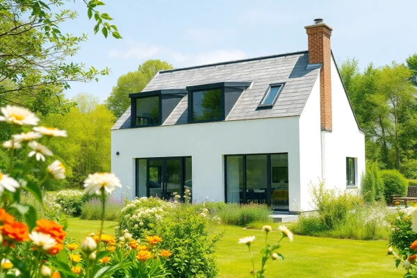 Das moderne Haus zeigt eine einladende Fassade, ideal für den Hauskauf.