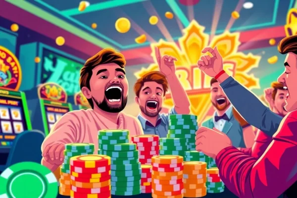 Experience the thrill of winning at an online casino real money no deposit site with vibrant celebrations and exciting gaming action.
