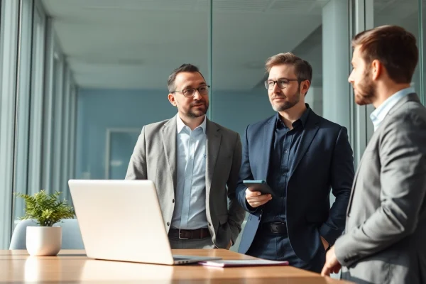 Professioneller Headhunter CEO führt ein Gespräch mit einem Kandidaten in einem modernen Büro.