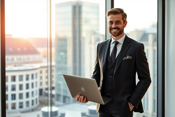 Headhunter Köln berät Führungskräfte in modernem Büro mit Stadtpanorama.