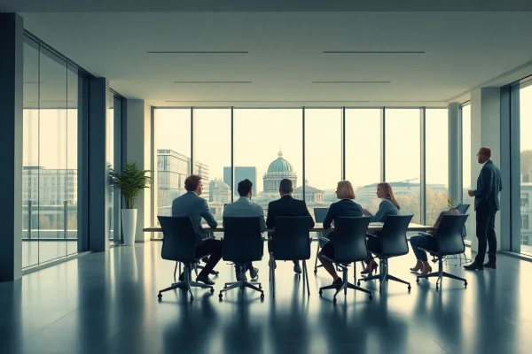 Headhunter Berlin - Professionelles Büro mit inspirierender Atmosphäre, das Geschäftsgespräche zeigt.