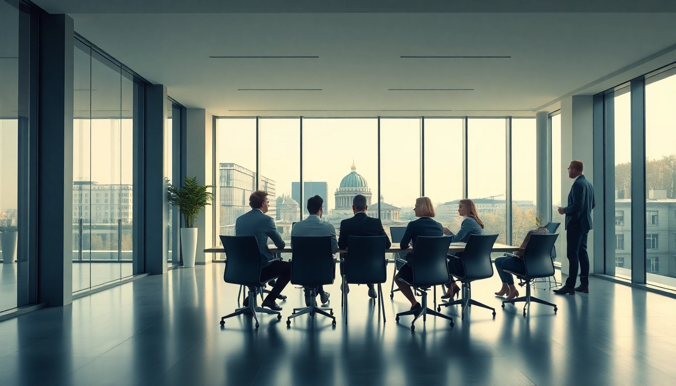 Headhunter Berlin - Professionelles Büro mit inspirierender Atmosphäre, das Geschäftsgespräche zeigt.