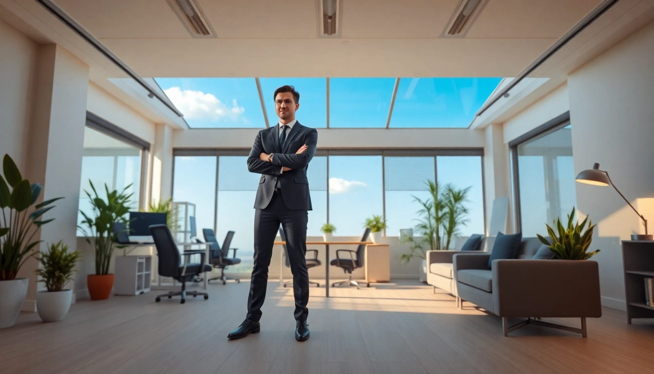 Headhunter Wiesbaden in einem modernen Büro, energisches Gespräch mit Klient und inspirierende Umgebung.