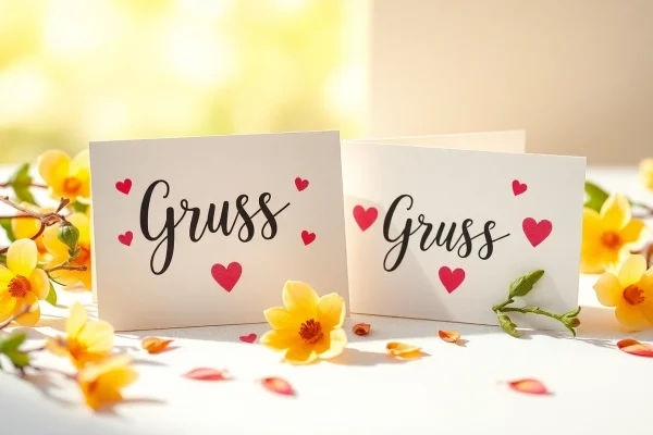 Gestalte kreative Grusskarten Schweiz mit floralen Designs und handgeschriebenen Botschaften.
