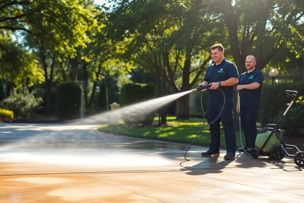 Driveway pressure wash in Kissimmee, FL showcasing professional cleaning results.
