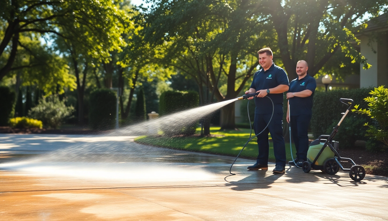 Driveway pressure wash in Kissimmee, FL showcasing professional cleaning results.