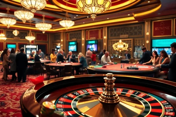 Experience the excitement of kuwin at a lively casino table filled with enthusiastic players.