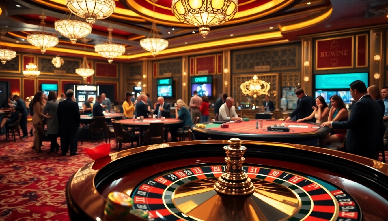 Experience the excitement of kuwin at a lively casino table filled with enthusiastic players.