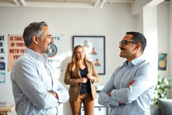 Headhunter Schweiz hilft einem Kandidaten in einem modernen Büro.