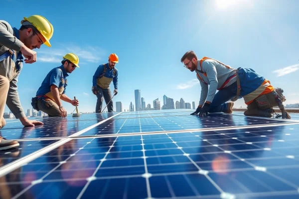 Installieren Sie Solar Wien hochwertige Solarpanels auf einem Dach und stärken Sie die Energieeffizienz.