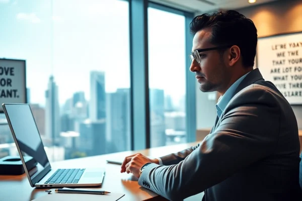 Headhunter Schweiz im modernen Büro mit energischer Atmosphäre und professioneller Ausstrahlung.