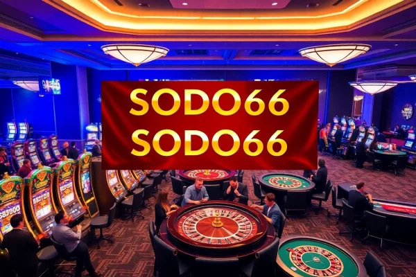 Experience the excitement of SODO66 casino gaming with vibrant slot machines and roulette tables.