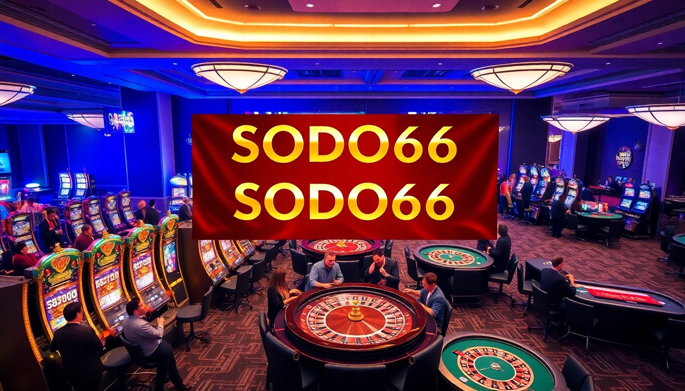 Experience the excitement of SODO66 casino gaming with vibrant slot machines and roulette tables.