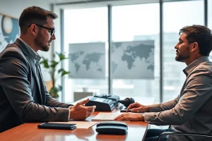 Headhunter Ingenieure conducting a professional interview in a modern office environment.
