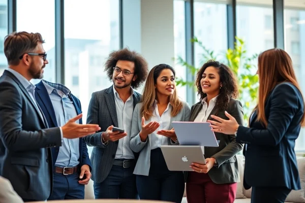 Headhunter Ingenieure beraten in einem modernen Büro und zeigen eine dynamische Zusammenarbeit.