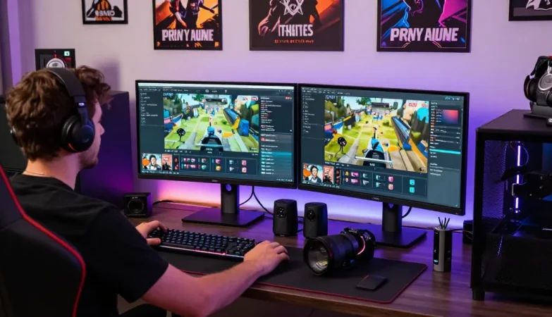Twitch Follower kaufen mit einem Gamer, der live streamt und mit Zuschauern interagiert